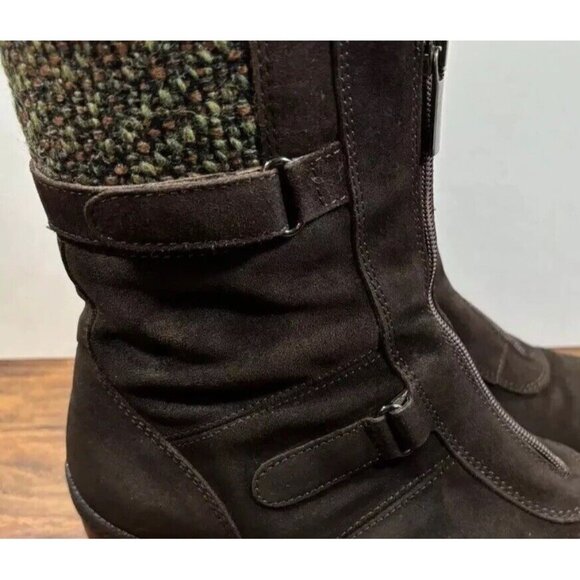 Aquatalia Womens Size 7.5 Brown Suede Ankle Boots Hidden Wedge Zipper‎ Shoes - Picture 2 of 9